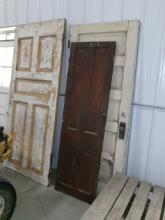 3-OLD DOORS: 36" X 82" CHURCH DOOR, 32" X 79" SOLID DDOR, &71 1/2" X 21 1/2" CLOSET DOOR