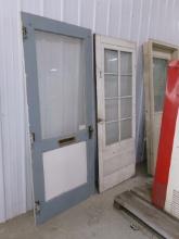 4-OLD DOORS: 32" X 77" 6 PANEL GLASS, 36" X 83" GLASS PANEL DOOR, 32" X 80" 8 PANEL GLASS DOOR, & 30