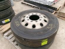 2- MICHELIN XLINE 275 /  80R / 22.5" TIRES w / RIMS