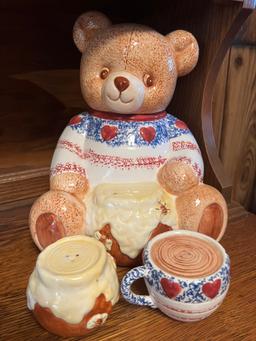 Turkey Cookie Jar and Bear Cookie Jar w/Salt and Pepper Shakers