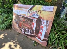 Texaco Halfway Diner painting signed by artist