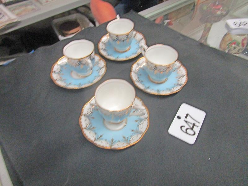 4 English Cups & Saucers