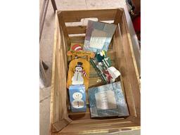 Wooden Crate of Folk Art and Charcuterie Board