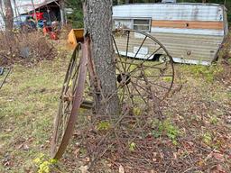2 Steel Wheels & 2 Harrow Sections