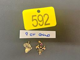 2 Pcs of 9kt Gold