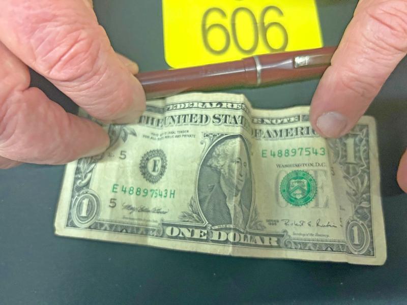 US Dollar Bill & 2 Fountain Pens