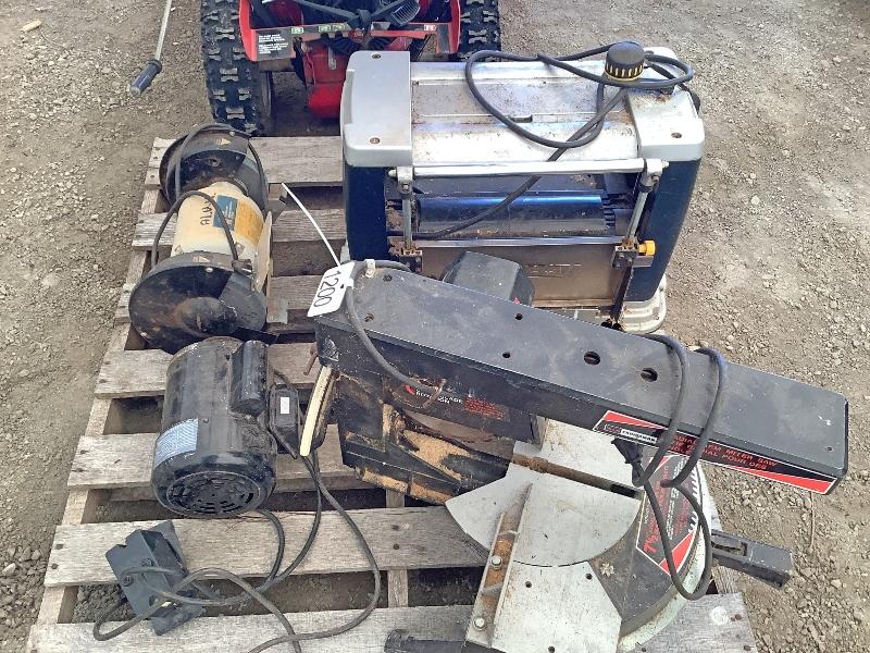 Radial Arm Saw, Planer, Bench Grinder & Motor