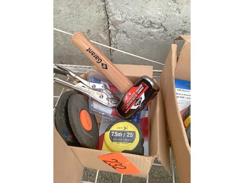 Tape Measure, Hammer, Curved Jaw Locking Pliers, Etc.