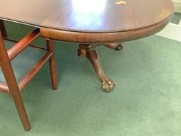 12' Claw Foot Mahogany Table With 7 Chairs