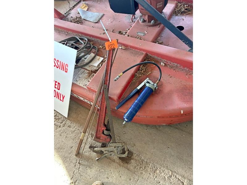 Large Pipe Wrench, Grease Gun, Clamp, Brazing Rod