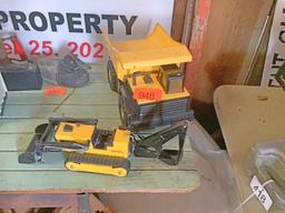 Metal Tonka Dump Truck and Bulldozer