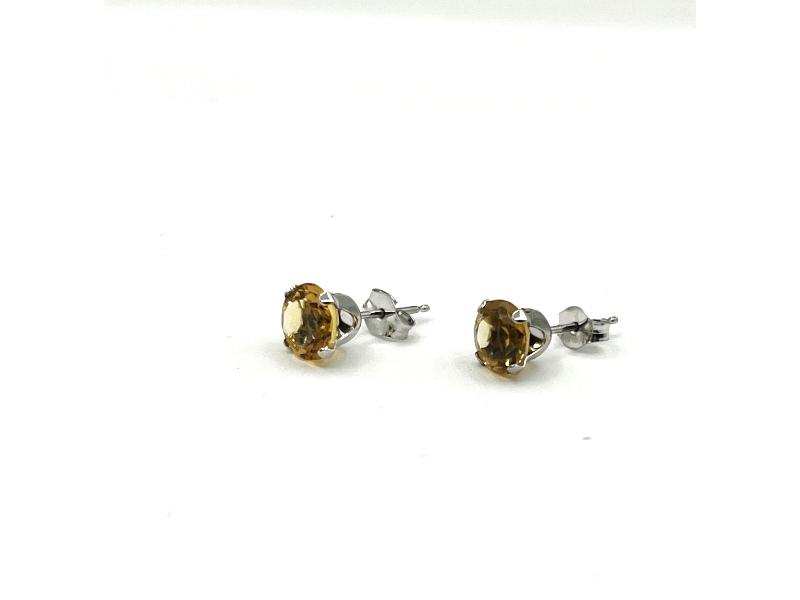 10KT White Gold Natural Citrine Quartz Earring