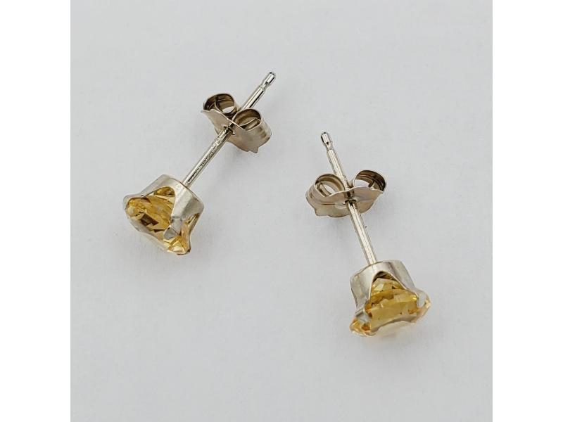 10KT White Gold Natural Citrine Quartz Earring