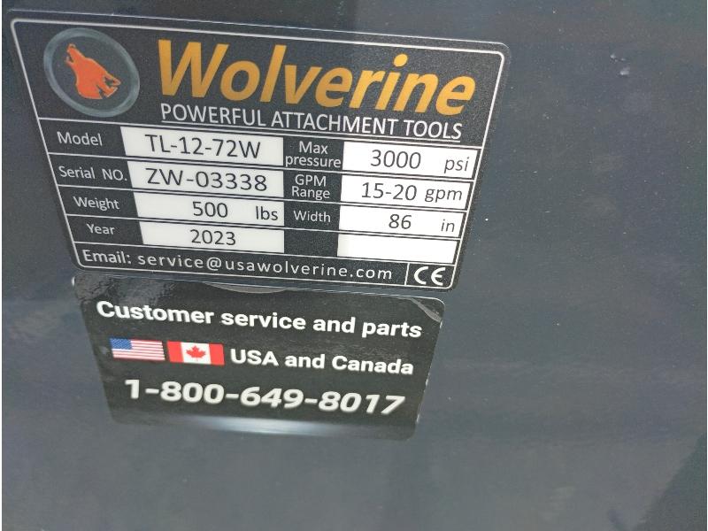 New Wolverine 72" Skid Steer Rototiller