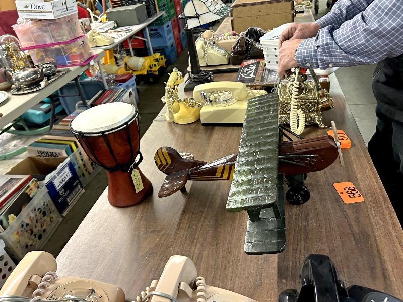 Hand Carved Plane & Bongo Drum
