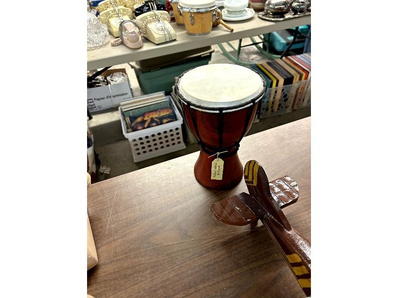 Hand Carved Plane & Bongo Drum
