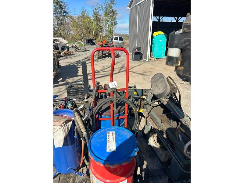Pneumatic Grease Pump, Cart & 2 Part Barrels of Grease