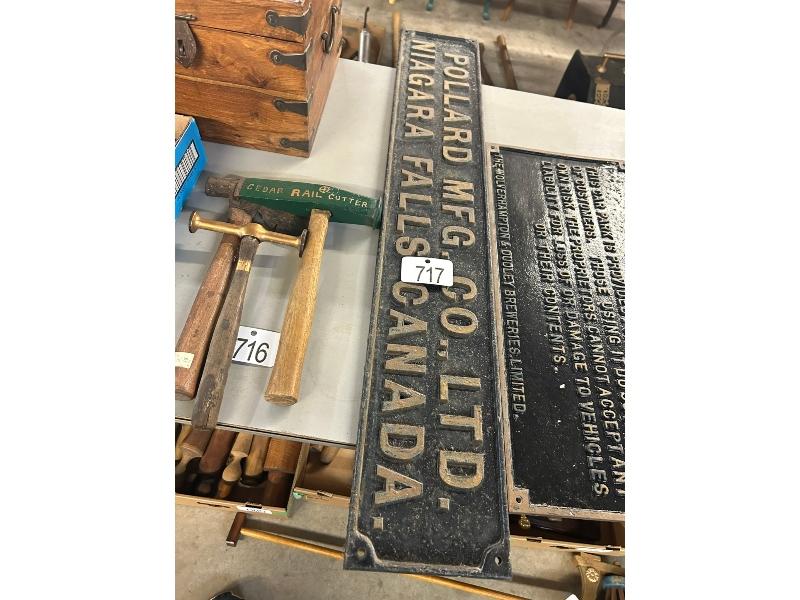 Pollard Mfg. Co. Ltd Placard