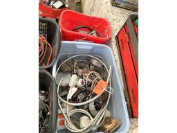 Toolbox & 6 Totes of Assorted Construction Materials