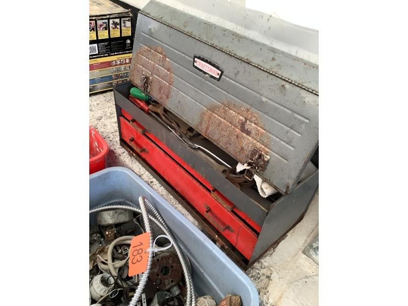 Toolbox & 6 Totes of Assorted Construction Materials