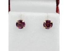 14KT Yellow Gold Round Natural Rhodolite Garnet Earrings