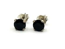 Sterling Silver Natural Sapphire (1ct) Stud Earrings