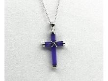 Sterling Silver Natural Amethyst (5ct) Cross Pendant with Sterling Silver Chain