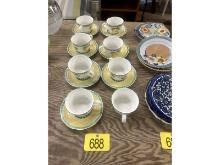 2 Rows of Cups & Saucers