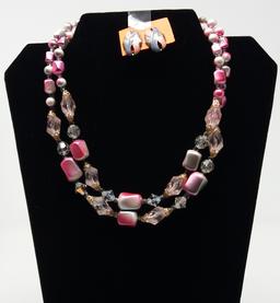 Necklace & Earring Set w/ Multi-Colored Beads
