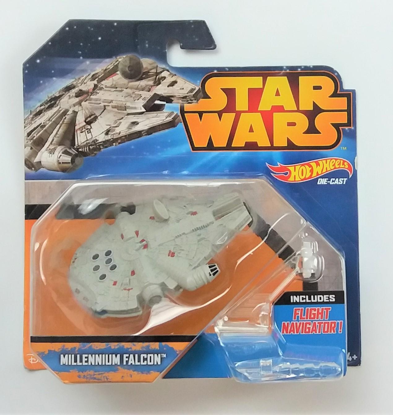 Millennium Falcon Hot Wheels Star Wars Starships Die Cast Collectible Figure w/Stand