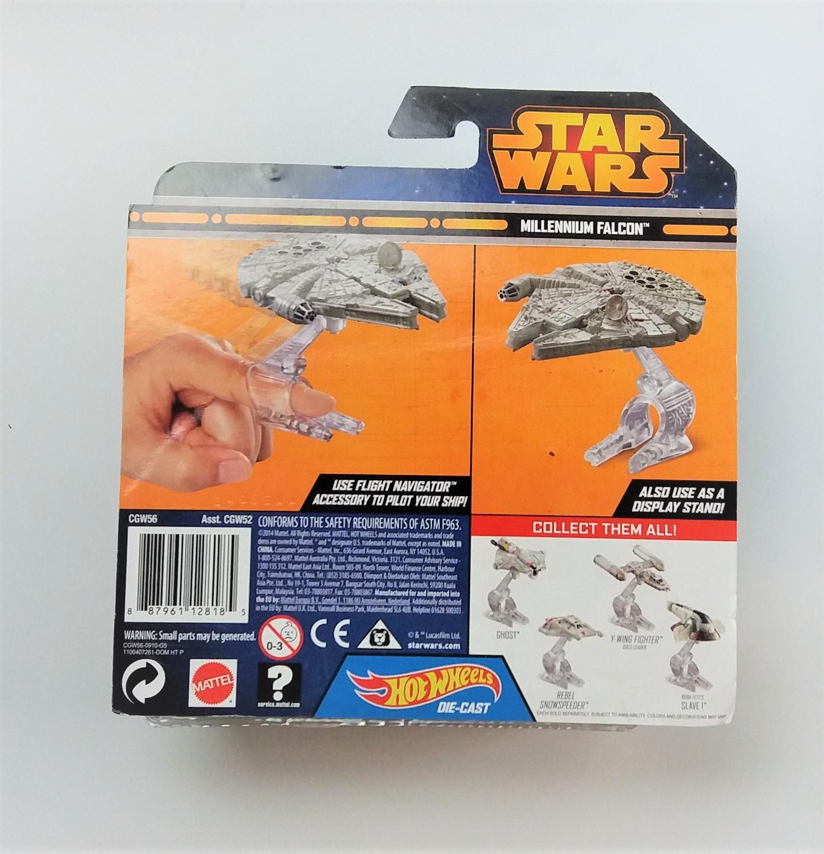 Millennium Falcon Hot Wheels Star Wars Starships Die Cast Collectible Figure w/Stand