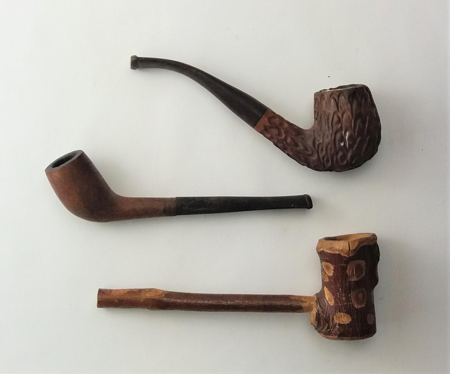 Lot of 3 Assorted Meerschaum & Wooden Tobacco Pipes