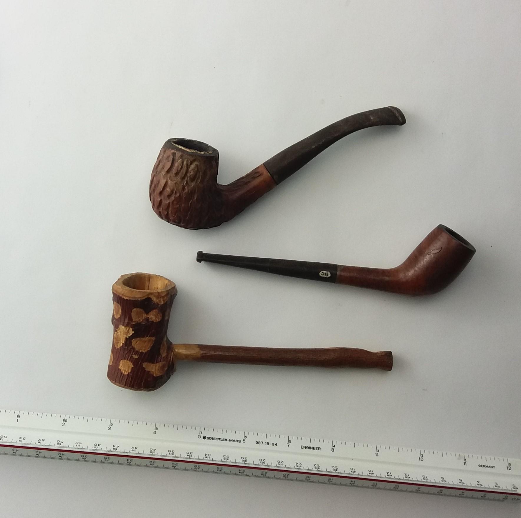 Lot of 3 Assorted Meerschaum & Wooden Tobacco Pipes