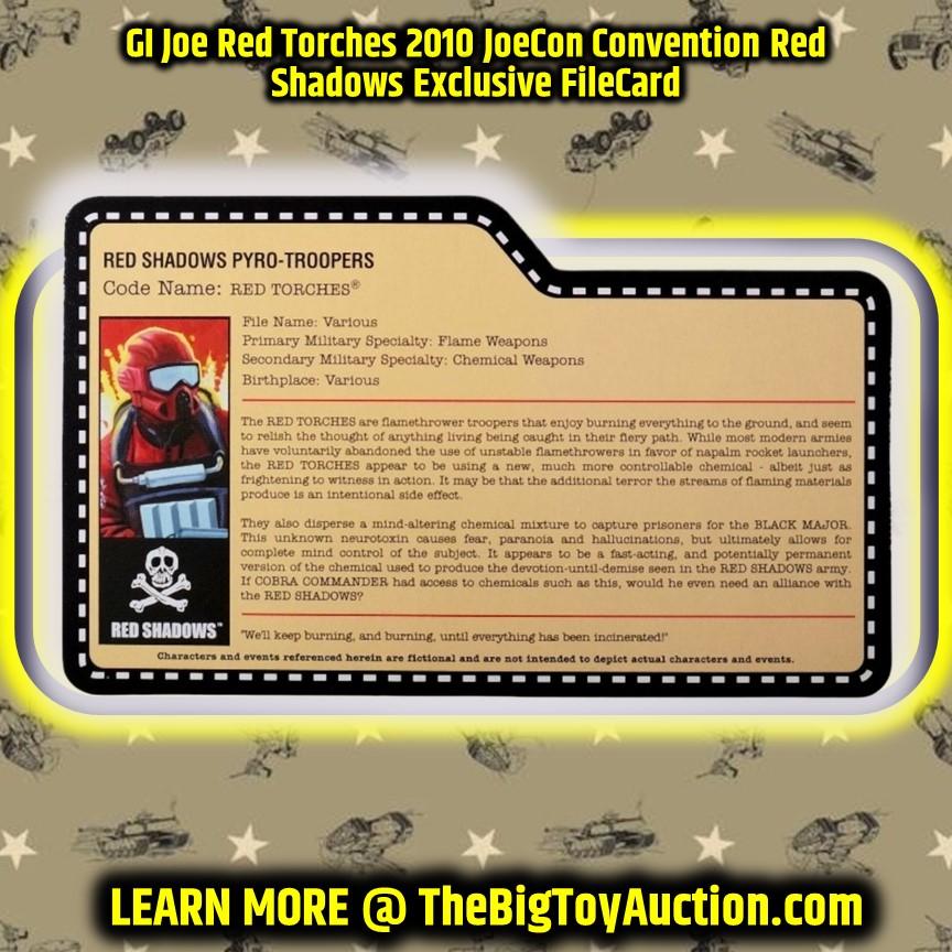 GI Joe Red Torches 2010 JoeCon Convention Red Shadows Exclusive FileCard