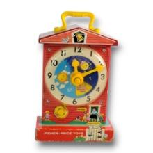 Vintage Fisher Price #998 Music Box Teaching Clock Musical Wind-Up Children's Toy