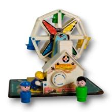 Vintage Fisher Price #696 Play Family Music Box Musical Ferris Wheel Wind-Up Children's Toy