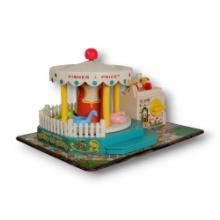 Vintage Fisher Price #111 Play Family Merry-Go-Round  Wind-Up Children's Toy