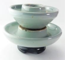 Large Vintage Blue Ceramic Electrical Insulator – “PP 11 95” Marked