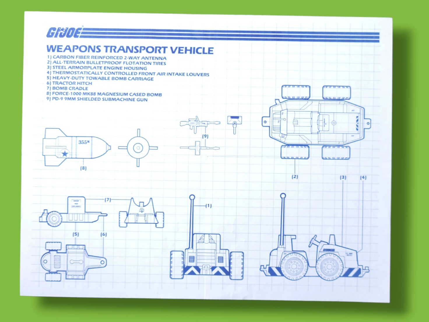 GI Joe Weapons Transport Vehicle Toy Vintage Hasbro Blueprints/Instructions