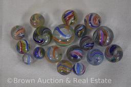 (18) Swirl marbles, assorted sizes