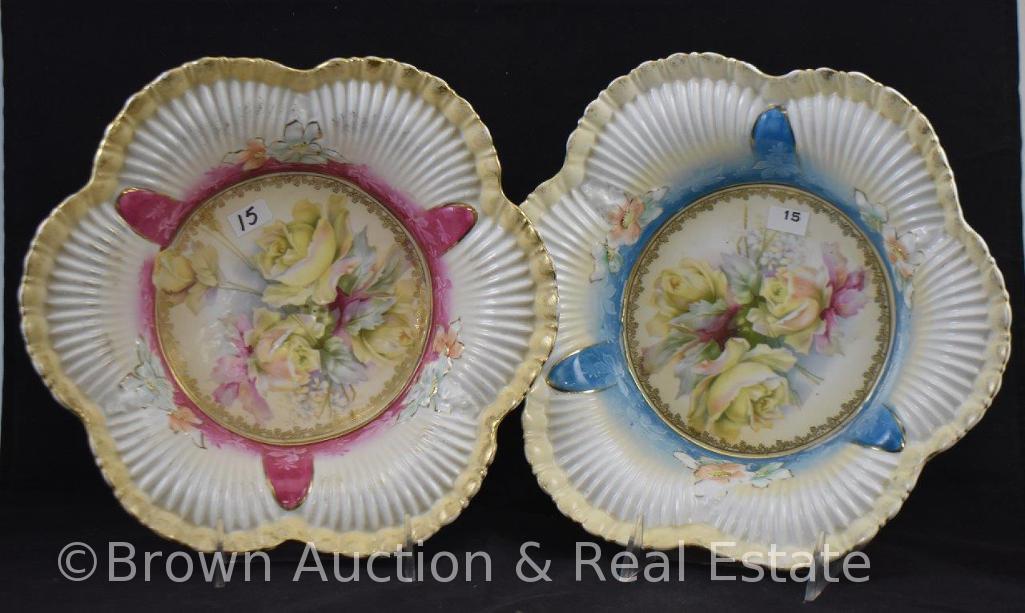 (2) R.S. Prussia Pleated Mold bowls, circle mold mark