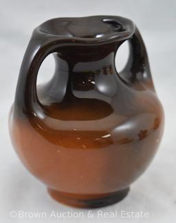 Mrkd. Redwood Native American 4"h dbl. handled vase