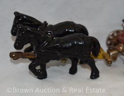 Arcade Cast Iron "McCormick-Deering" manure spreader pulled by (2) horses