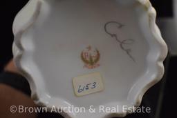 R.S. Prussia chocolate pot (missing lid) and (4) cups, red mark