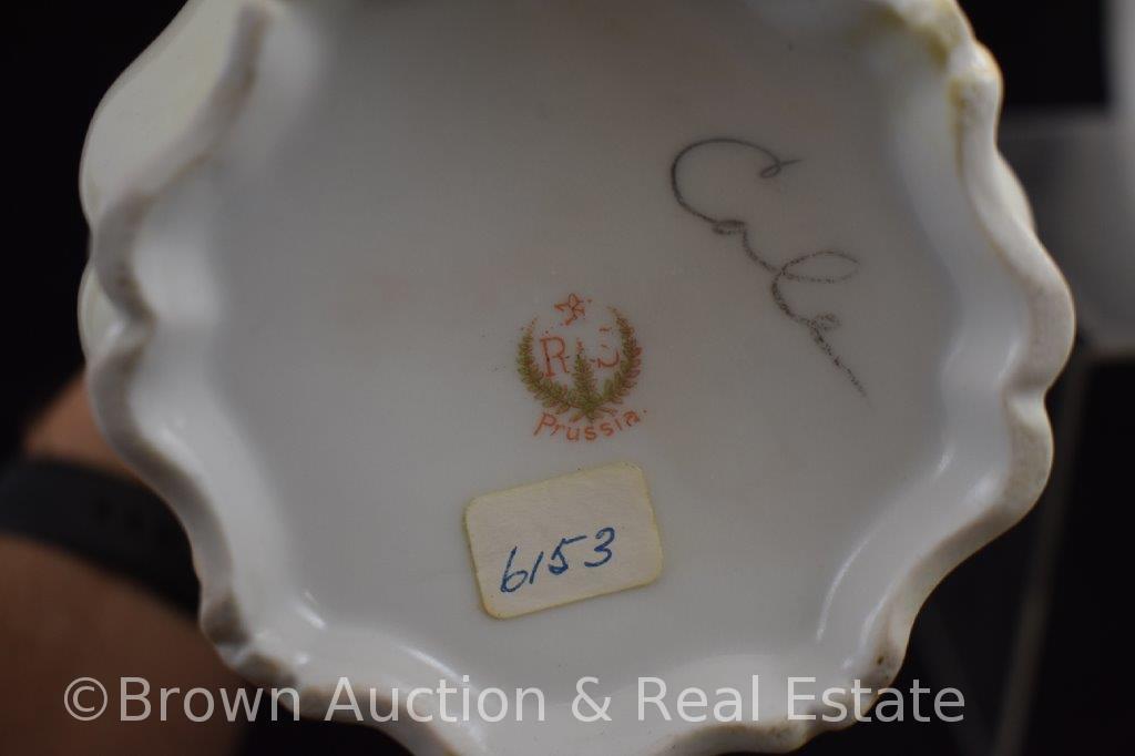 R.S. Prussia chocolate pot (missing lid) and (4) cups, red mark
