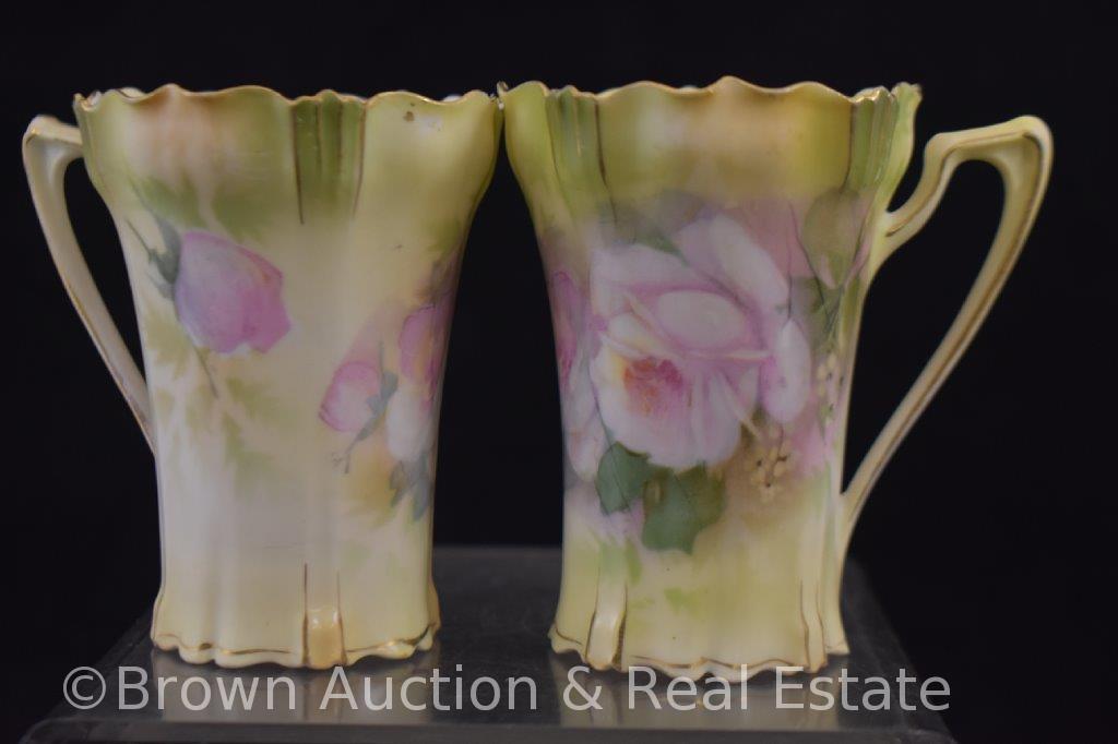 R.S. Prussia chocolate pot (missing lid) and (4) cups, red mark