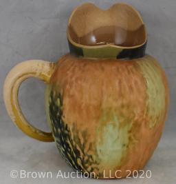 Mrkd. Hampshire Pottery Majolica 6" pitcher with offset handle