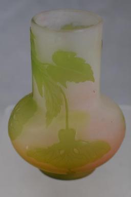 Signed Galle Cameo Glass 4"h cabinet vase