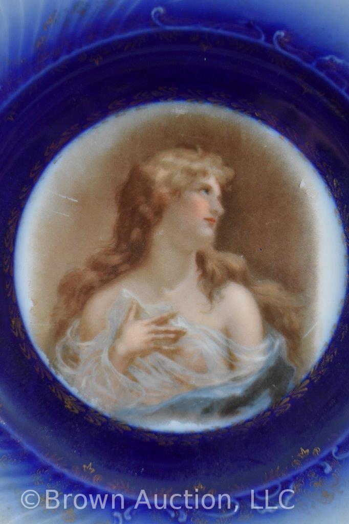 (2) Mrkd. Austria hand painted porcelain 9"d portrait plates