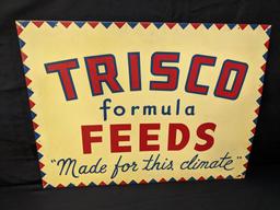 LARGE TIN FARM SIGN TRISCO FORMULA FEEDS